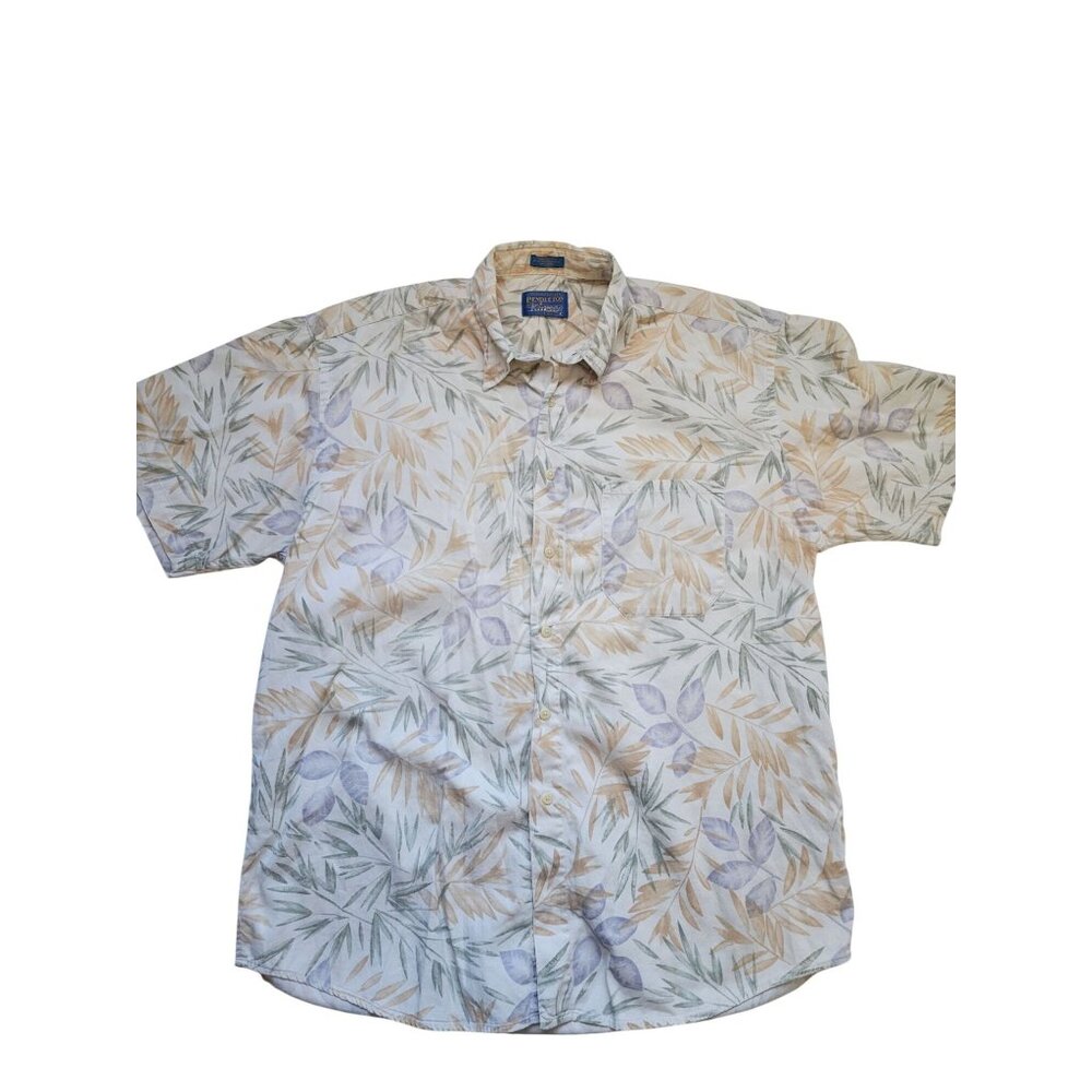 Pendleton Colorful Leaf Pattern Button Down Short… - image 2